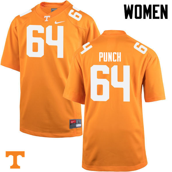Women #64 Logan Punch Tennessee Volunteers College Football Jerseys-Orange